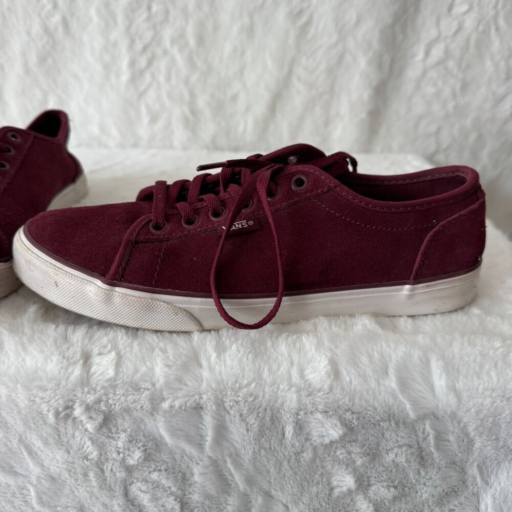 Vans Shoes Womens 6 Classic Skateboarding Sneakers Maroon Suede Leather Lace Up - Picture 3 of 8
